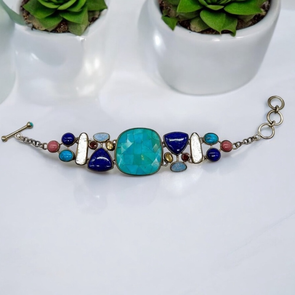 Vintage QVC Whitney Kelly Sterling Silver Gemstone Bracelet 8”